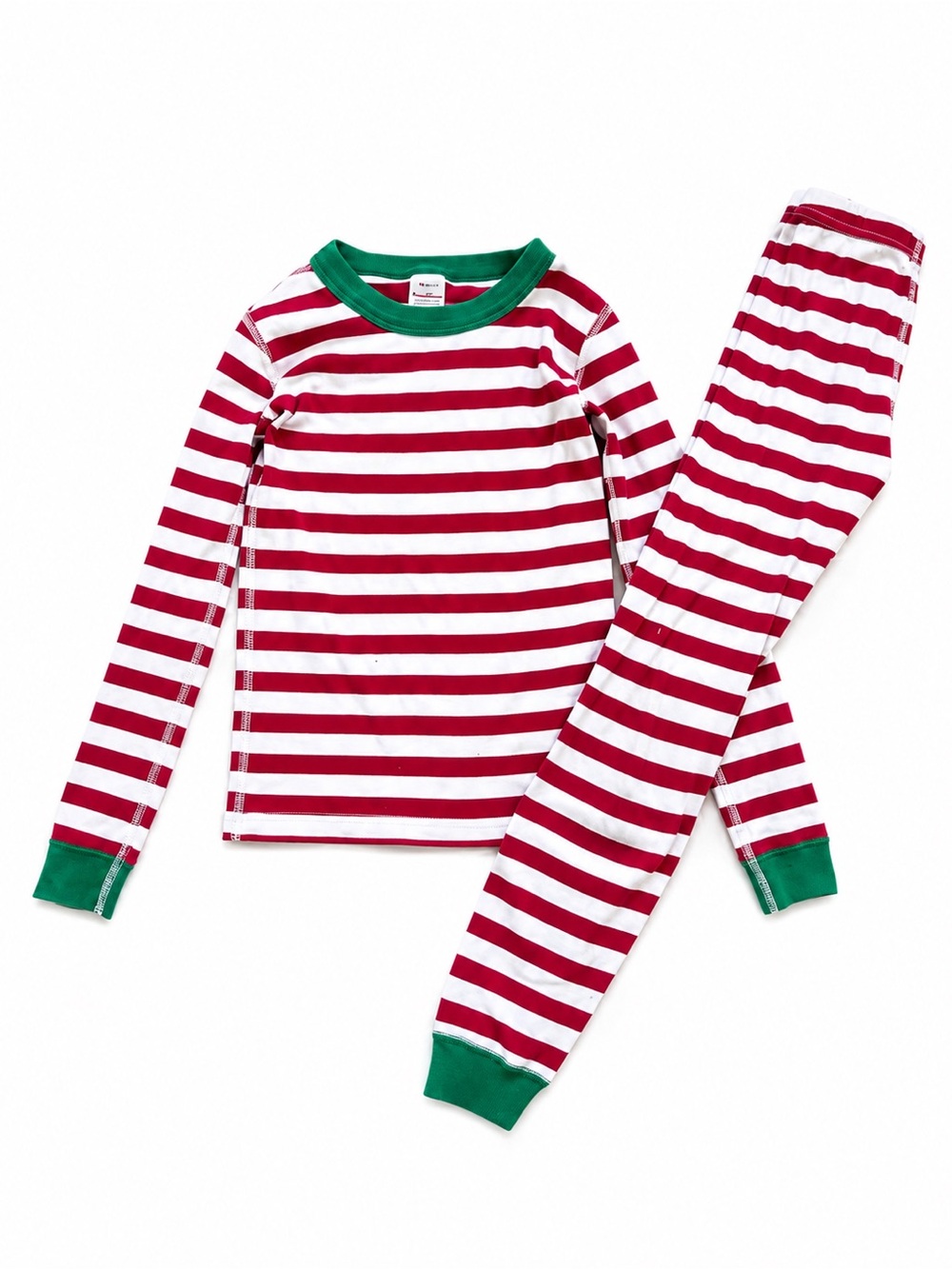 Hanna Andersson Red & White Striped Pajama Set with Green Trim